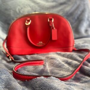 Coach Red and Silver Crossbody Bag with Dome Shape